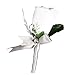 Boutonniere-white Rosebud with Silver and Gray Accents.pin Included