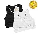 Kindred Bravely Soft French Terry Nursing Sleep Bra for Maternity / Breastfeeding (Medium-Busty, 2 Pack, Black/Ivory)