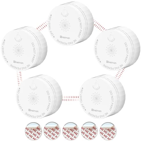 Heiman Smoke Alarm, Wireless Interconnected Photoelectric Battery Operated, Ul 217 10th Certified, Interlinked Mini Smoke Detector for Home Indoor Residential, 5 Pack Heiman Smoke Alarm, Wireless Interconnected Photoelectric Battery Operated, Ul 217 10th Certified, Interlinked Mini Smoke Detector for Home Indoor Residential, 5 Pack