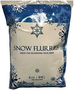 Artificial Snow - Rocky Mountain Goods Extra Fine Snow Flurries - 4 oz Bag of Fake Snow Fine Flakes for Christmas Decorating Winter Village Scenes, Christmas Trees