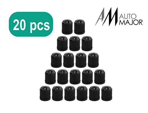 AUTOMAJOR Car Tire Valve Caps - Universal Tire Stem Covers Best for Cars, SUV, Bike, Bicycle, Trucks, Motorcycles - Heavy-Duty, Airtight, Leak-proof Seal, Screw-On, Easy-to-Use Stem Caps 20 pack Black