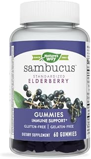 Nature's Way Sambucus Black Elderberry Gummies with Vitamin C and Zinc, 60 Gum