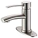 Purelux Bellona Contemporary Design One Handle Bathroom Sink Faucet with Deck Plate, Brushed Nickel
