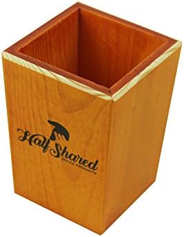 Half Shared Pencil Case - Desk Supplies Organizer - Wooden Pencil Holder - Makeup Brush Cup - Office Supplies