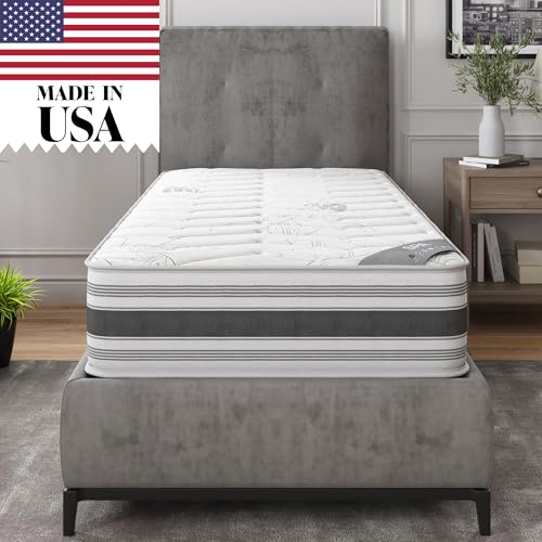Ottomanson 12" Twin Plush Hybrid Mattress, Meditation Antistatic Quilted Cover,…