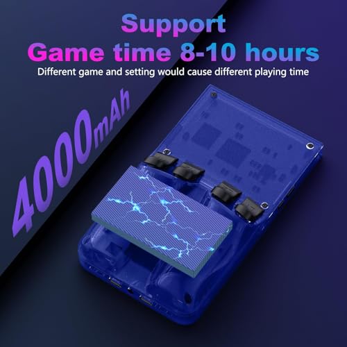 R36MAX Retro Portable Game Console, Retro Game Console with 128GB Memory, 4.0" IPS HD Screen, 4000mAh Battery and 30+ Main Emulators, Blue