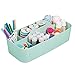 mDesign Plastic Divided Art and Craft Storage Organizer Caddy Tote Bin with Handle for Home Office and Living Room - Holds Pencils, Crayons, Sewing Supplies - Lumiere Collection, Mint Green