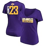 Lebron James Los Angeles Lakers #23 Women's Vertical Name & Number T-Shirt Purple