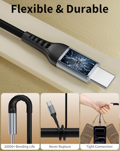 layajia Spiral USB C Cable, 1M [Recommended Stretch Length: 0.3-0.6M] USB to USB-C and Data Cable for Android Auto, CarPlay, iPhone 17/16/15 Series, Galaxy S24 Ultra, Pixel, Xiaomi