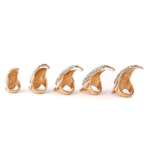 Ewandastore 10Pcs False Nails Punk Talon Claw Paw Finger Ring Knuckle Bend Finger Claw Ring(Gold)