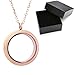 Zysta Stainless Steel Silver, Gold, Black, Rainbow Matte Round Living Memory Floating Charm 25MM 30MM Locket Pendant Necklace, 24 Inches Chain + Gift Box