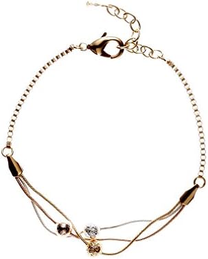 CONIFERA Three Tone Bracelet with Box &amp; Snake Chain Adjustable Layer Jewelry for Women Girls Gold Silver Rose Gold Plated