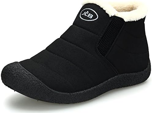 Clarsun Women¡¯s Fur-Lined Slip-On Ankle Warm Snow Couples Boots (Women Size 8 B(M) US/Men Size 6 D(M) US, Black)