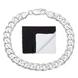 Men's 8mm Solid 925 Sterling Silver Cuban Link Curb Bracelet, 7