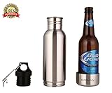 Beer Bottle Cooler Insulator Stainless Steel 1 Pack That Keeps Your Beer Cold Silver 12 oz Universal Fit Liquid Tight Seal With Opener Bowny