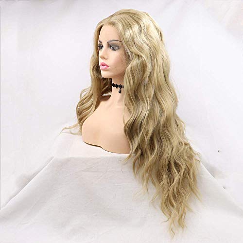 Ombre Lace Front Wig with L Deep Parting Long Wavy Synthetic Wigs for Women 150% Density Heat Resistant (Blonde Highlight) โ image 1
