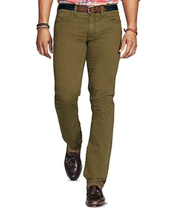 Polo Ralph Lauren Men's Varick Stretch Slim Straight Fit Chino Pants (40W x 32L, Green) at 