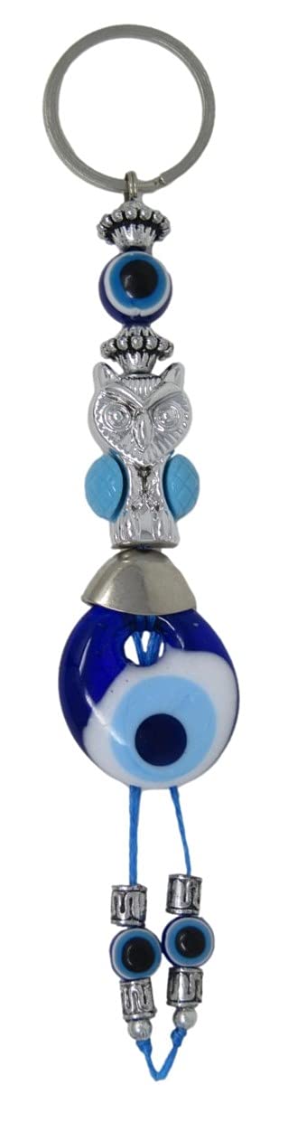 Jeannieparnell 405 - Lucky Owl Charm & Lucky Evil Eye Charm Keyring