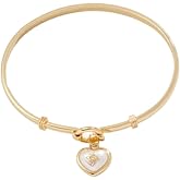 Alex and Ani Pearl Heart + Crystal Charm Clip Bangle