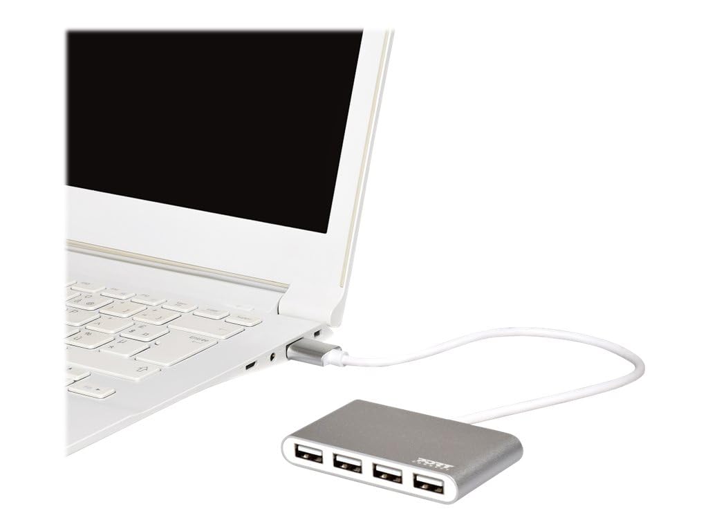 Port Designs 4 Ports 2.0 USB Hub, Silver