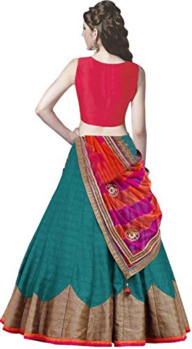 pramukh fashion women's semi-stitched lehenga choli(roza firozi)