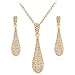YINLI Full Crystal Rhinestone Gem Tear Drop Pendant Necklace Earrings Jewelry Sets