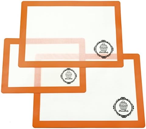 DianaBake Silicone Baking Mat -3 Pack -Non Stick Silicone Baking Sheet Liner for Bake Pans and Rolling Pastry,Cookie,Bun,macaron &amp;Bread Making -Reusable Cookie Sheet Liner - Thick and Large Baking Mat