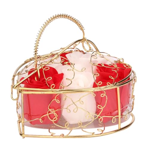 Soap Rose Flower Bouquet Gift, Portable Rose Soaps Basket, Simulation Rose Soap Flower Gift Boxes, Flora Scented Soap Rose Flower, Gift For Anniversary/Birthday/Wedding/Valentine’S Day, (E)