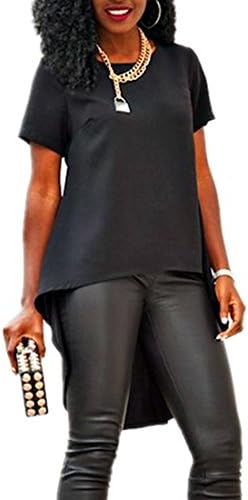 Flovisa Women's Summer Loose Short Sleeve Casual Blouse Tunic Tops Simple T-shirt Dresses (XXXL)