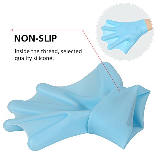 Echeer Swimming Silicone Gloves, Kids Silicone Webbed Swim Gloves No Fading Children Aquatic Fitness Water Resistance Training Gloves