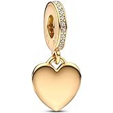 PAGOGO Jewelry Family Love Heart Charms 925 Sterling Silver with Cubic Zirconia for Women Bracelets and Necklaces,Mother's Day for Women