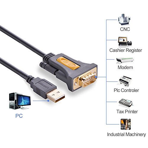 UGREEN 6FT DB9 Male 9 Pin USB to Serial Adapter, RS232 to USB Cable