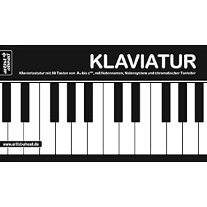 Klaviatur: Ausklappbare Klaviertastatur mit 88 Tasten von A“ bis c““‘, mit Notennamen, Notensystem & chromatischer…