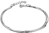 Women's 316L Stainless Steel 3 String Slid Bling Chain Anklet Bracelet, 10