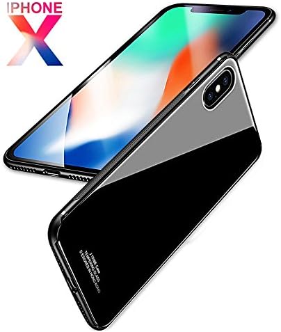 iPhone X Case,iPhone 10 Case Glass,McHock Luxury Soft TPU+Rigid Glass PC Back Cove Case &amp; Skid-proof Anti-Scratch Hybrid Case Cover For iPhone X (Black-glass)
