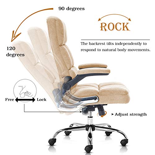 KERMS Velvet Office Chair Adjustable Tilt Angle and Flipup Arms
