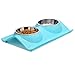 Double Dog Cat bowls Premium Stainless Steel Pet Bowls With No-Spill Resin Station Pet Food Water Feeder