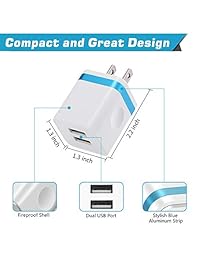 LOOGGO Cargador de teléfono (6ft+10ft) con enchufe de pared, cargador de pared USB dual con (6Feet+10Feet) cable de carga largo cable de carga compatible con iPhone Xs Xs Max XR X 8 7 6S 6 Plus SE 5S, Pad, Pod (3 en 1)