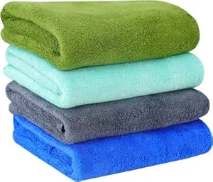 AKIN TOWEL Microfiber Cloth 340 GSM Thick Lint and Streak-Free Multipurpose Cloths-Automotive Towels for Car Bike Cleaning Polishing (Multicolor, 40x40cm) - Pack of 4