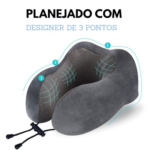 Travesseiro de Pescoço Formato U para Viagem Avião Carro Ônibus Almofada Ortopédica Ergonômica com Espuma Viscoelástica para Cervical, Cabeça e Pescoco Adulto - NRSHOP (Preto)