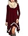 Meaneor Shirt Dress for Women, Womens Long Sleeve Casual Irregular Hem Loose Tunic Shirt Dress-Valentine's Days Gift for Her (Wine Red,L)