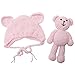 ECYC Newborn Baby Bear Hat Beanie with Bear Dolls Photography Accessories,Pink