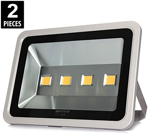 Soundsgrow 200w LED Flood Lights, LED Outdoor Lighting, 1000w Halogen Bulb Equivalent, 20000lm, Waterproof, 3000k Warm White, LED Security Light, Floodlight, Pack of 2 Units