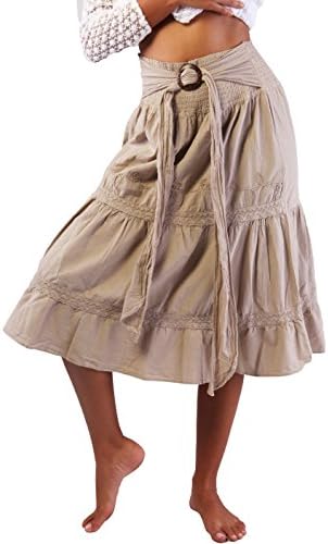 Women's Long Bohemian Hippie Skirt Boho White Tie Up Waist Summer Beach Wrap Maxi Skirt