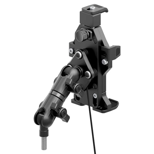Tackform Aluminum Black Motorcycle Riser Bolt Adventure Phone Mount - Vibration Dampening and Wireless Charging | 3.5” DuraLock Arm | Billet CNC Aluminum | 20mm Ball with Through Hole and M8 Hardware