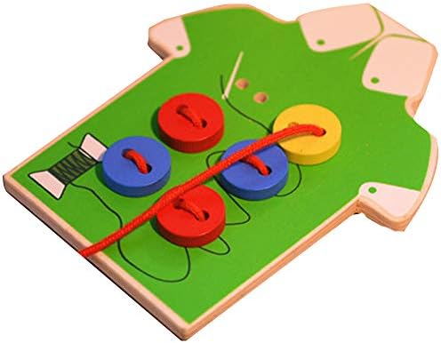 wanshenGyi Kids Educational Toys, Kids Children Wooden Sew-on Buttons Lacing Board Toddler Early Education Toy - Green