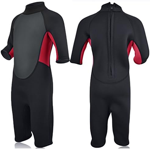 DEHAI Kids Wetsuit for Girls Boys 2mm Premium Neoprene Youth Shorty Spring Swimsuit XSPAN Access Back Zip (S)