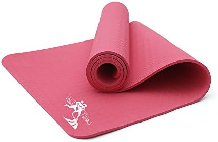 Yoga Mat Fitness, Pilates, Best Eco Friendly, High Density Great For Stretching & Toning Workouts, Recyclable, Non Slip & Durable TPE ¼ Inch Thick, For Men and Women, Rose Red, From Vital Fitness