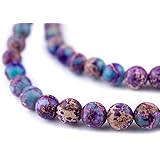 TheBeadChest Galaxy Sea Sediment Jasper Beads (8mm): Organic Gemstone Round Spherical Energy Stone Healing Power for Jewelry Bracelet Mala Necklace Making