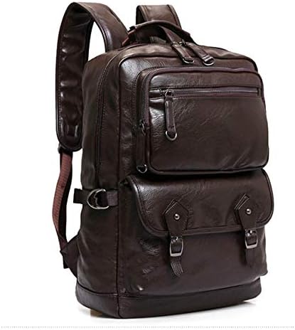 Laptop Backpack Genuine Leather 15.6 inch Men Women Notebook Vintage School Travel Bags (Brown) (Brown)
